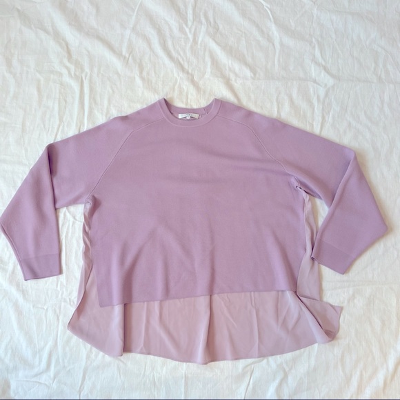 TIBI Silk Back Merino Wool Sweater In lilac - Picture 7 of 11